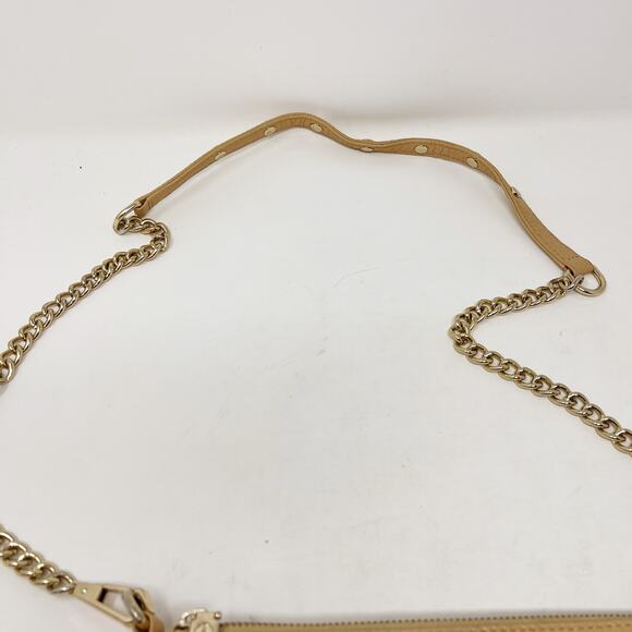 Rebecca Minkoff Nude Cream Mini Mac Crossbody Bag Chainlink Leather Zip Closure - Picture 8 of 16